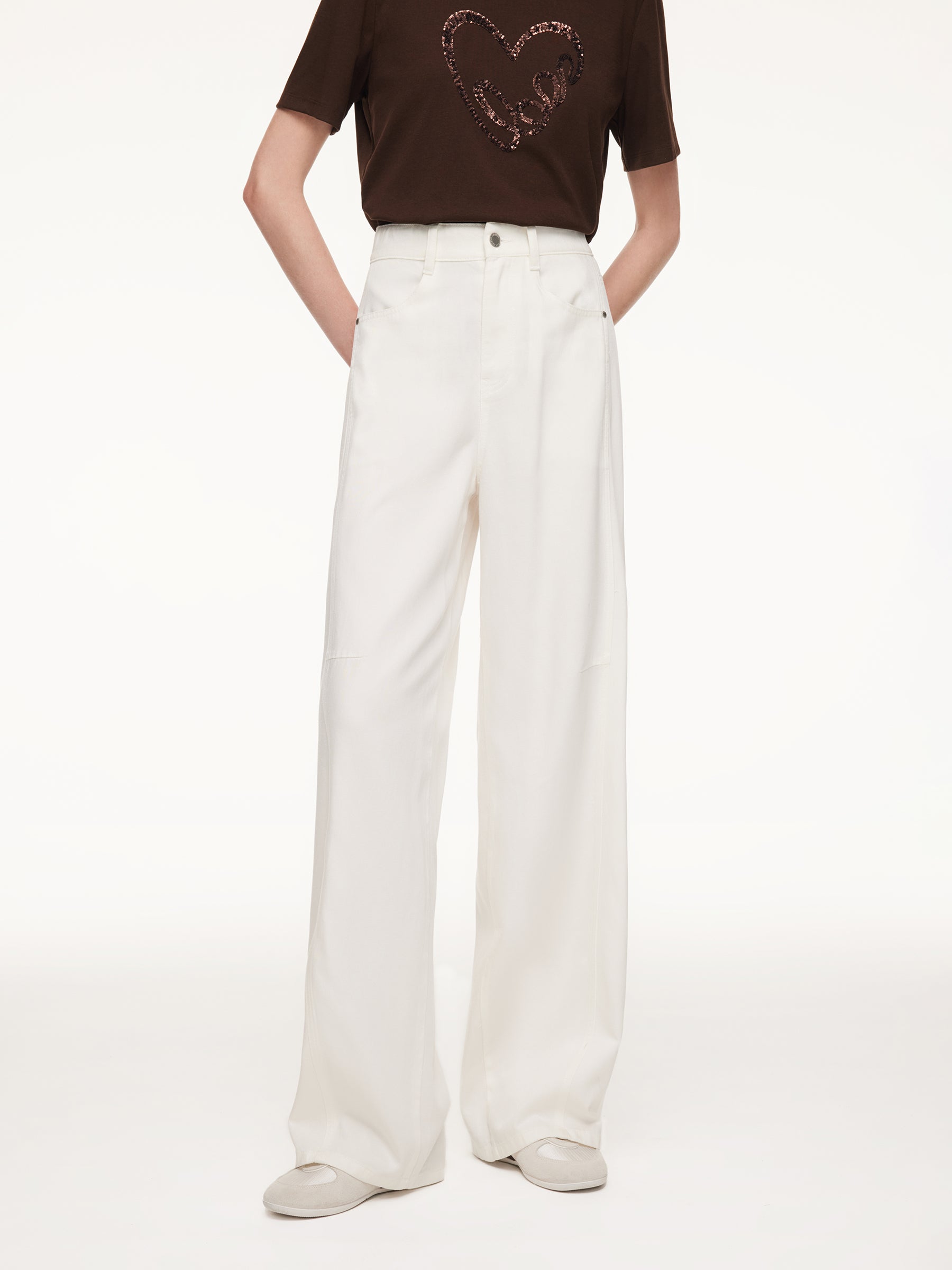 Lyocell Cotton Blend Denim Women Curved-Leg Jeans GOELIA
