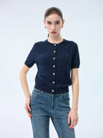Lyocell Blend Sequins Women Cardigan GOELIA