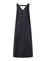12MM Gambiered Canton Gauze Women V-Neck Sleeveless Maxi Dress GOELIA