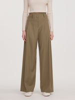 Cashmere Wool Blend Women Wide Leg Pants GOELIA