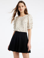 Round Neck Polka Dots Women Blouse GOELIA