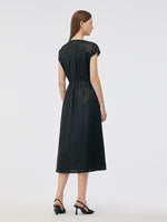 19MM Xiang Yun Silk Cap Sleeve Women Midi Dress GOELIA