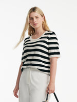 Round Neck Striped Knitted Women Top GOELIA