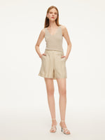 Tencel Acetate Linen Blend Women Shorts GOELIA