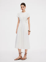 Acetate Blend Gathered Waist Women Maxi Dress GOELIA