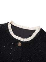 Wool Blend Sequins Ruffle Hem Women A-Line Mini Dress GOELIA