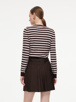 [Preview] Round Neck Stripe Women Knit Top With Detachable Sailor Collar GOELIA