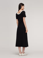 Faux Two-Piece Patchwork Slim Fit Women T-Shirt Maxi Dress GOELIA