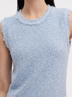 Frayed Edge Sleeveless Women Knit Mini Dress GOELIA