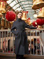 Cashmere Wool Blend Double-Faced Women Self-Tie Belt Overcoat GOELIA