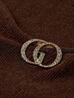 [Preview] Wool Blend Boat Neck Women Knit Top With GO Letter Clip GOELIA