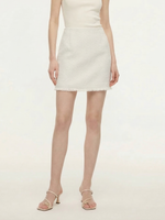 Wool Blend Tweed Fringe Hem Women Mini Skirt GOELIA