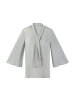 22MM Mulberry Silk Tie Neck Women 3/4 Sleeve Blouse GOELIA