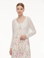 Lyocell Blend Crochet Women Open-Knit Cardigan GOELIA