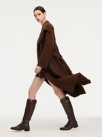 Cashmere Wool Blend Wide Collar Double-Faced Women Wrap Overcoat GOELIA