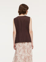 Linen Blend X-Line V-Neck Women Vest GOELIA