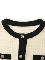 Contrast Trim Cardigan And Vest Dress Two-Piece Set GOELIA