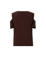 [Preview] Tencel Blend Ruffle Cold Shoulder Women Knit Top GOELIA
