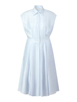 Tencel Acetate Linen Blend Cap Sleeve Women Midi Shirt Dress GOELIA
