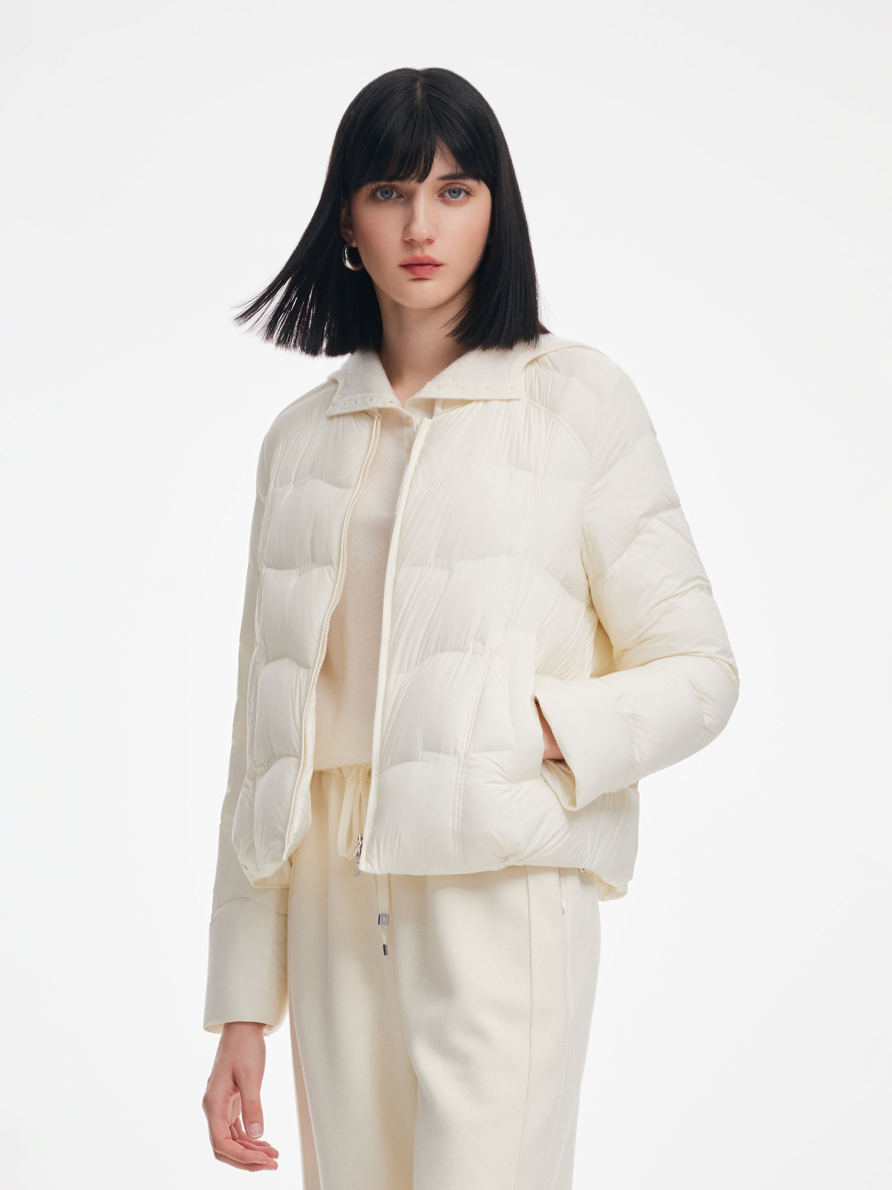 [Preview] Knit Collar Cropped Goose Down Jacket GOELIA
