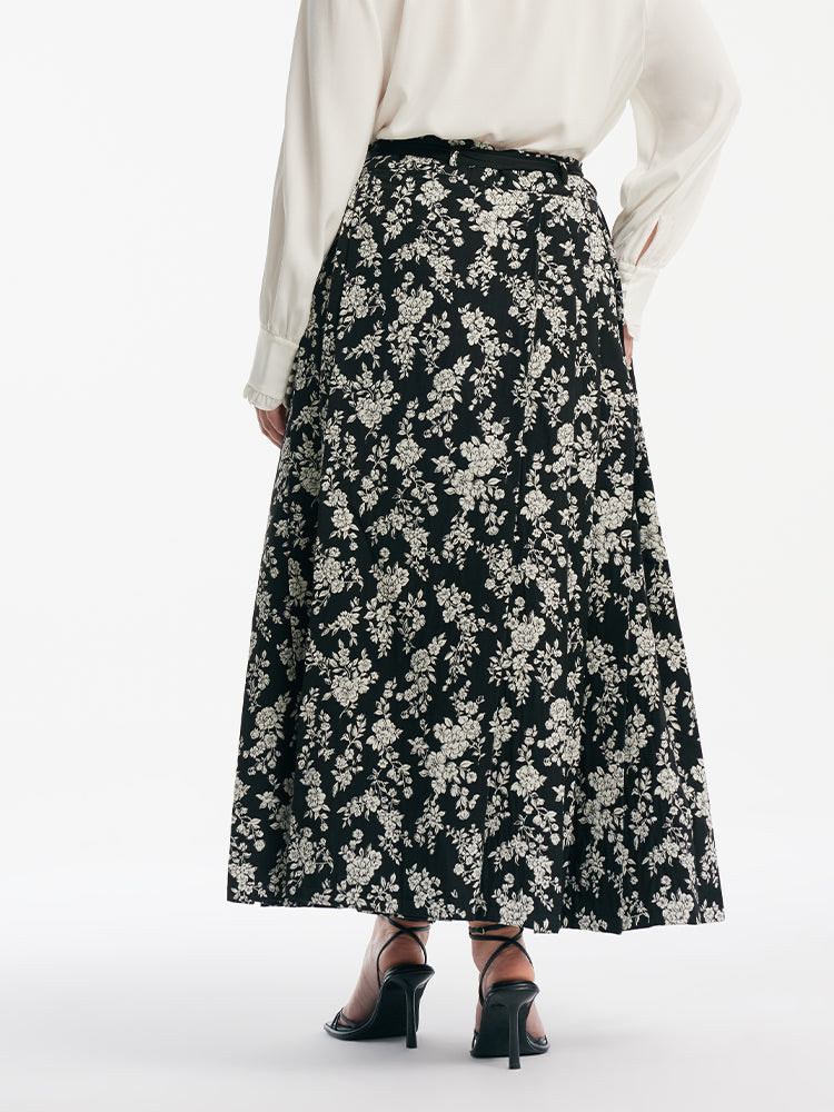 Camellia Jacquard Pleated Women Mamianqun With Bottomed Skirt GOELIA