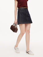 100% Cotton Denim Women A-Line Skirt GOELIA