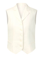 100% Linen Lapel Women V-Neck Vest GOELIA