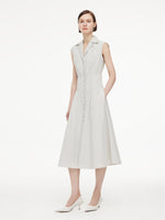Notched Lapel Women Sleeveless Belted Maxi Dress GOELIA