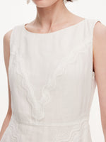 100% Ramie Lace A-Line Women Sleeveless Maxi Dress GOELIA