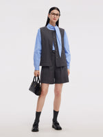 Wool Blend Vest And Blouse Two-Piece Set GOELIA