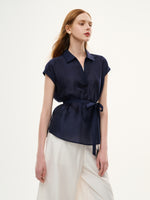 Tencel Blend Belted Blouse And Pants Two-Piece Set GOELIA
