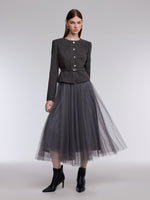 Washable Merino Wool Patchwork Women Maxi Dress With Belt GOELIA