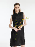Xiang Yun Silk Asymmetric Hem Women Qipao Mini Dress GOELIA