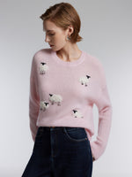 [Preview] Alpaca Wool Blend Sheep Embroidered Women Sweater GOELIA