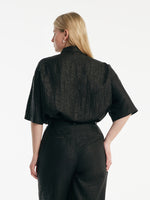 18 Momme Xiang Yun Silk Women Shirt With Zippered Lapel Collar GOELIA
