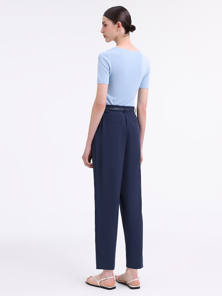 Triacetate Tapered Pants With Belt And Silk Scarf GOELIA