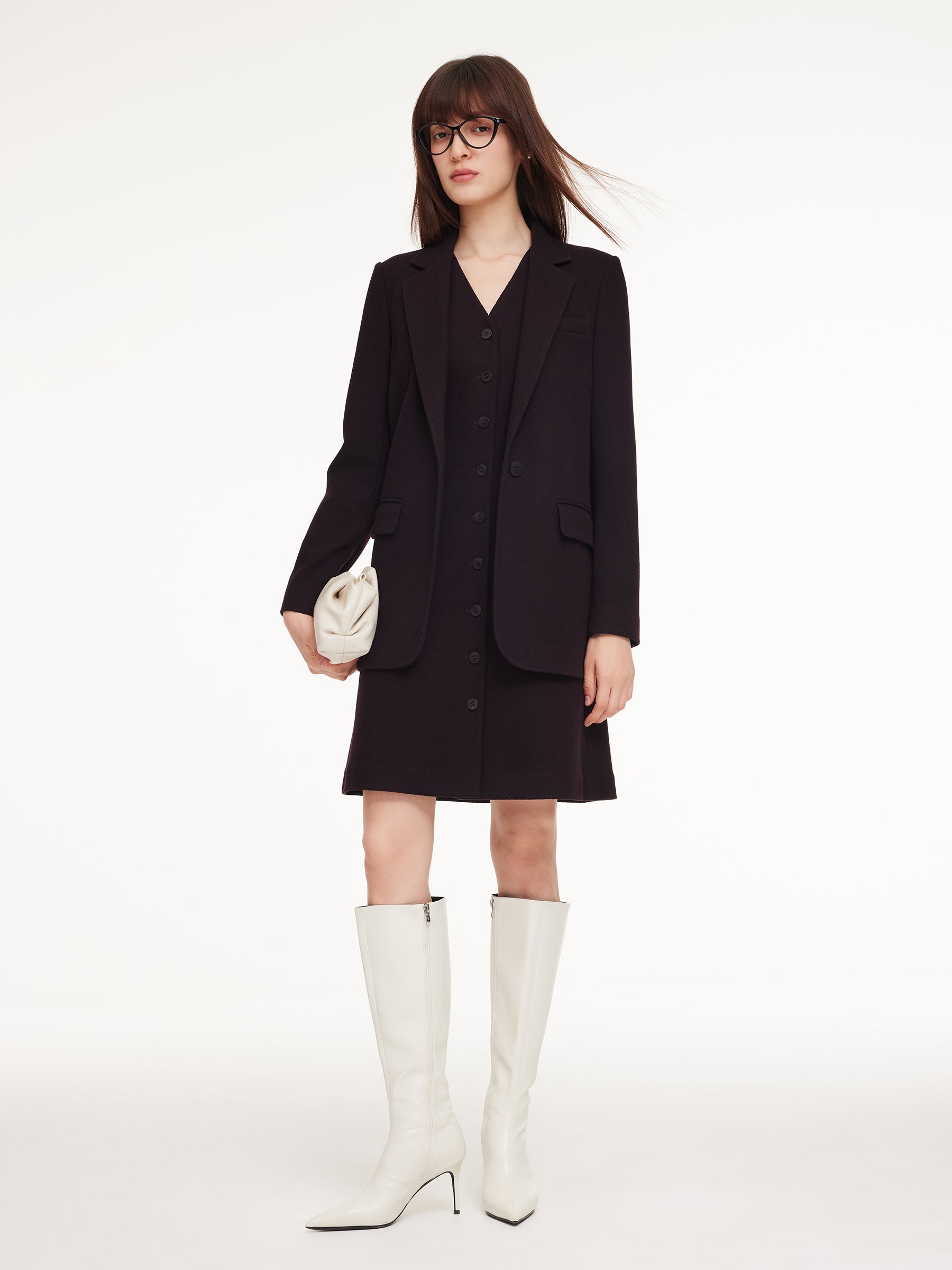 [Preview] Knit Blazer And Sleeveless Dress Two-Piece Set GOELIA