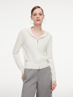 Wool Blend Heart Embroidered Women Hooded Cardigan GOELIA