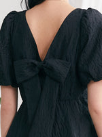 Detachable Bowknot Jacquard Mini Dress GOELIA