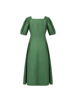 Square Neck Puff Sleeves Women Midi Dress GOELIA