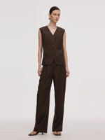 100% Linen Women V-Neck Vest GOELIA