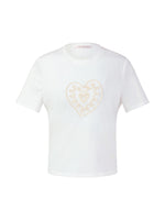 Cotton Blend Round Neck Tape Embroidered Women T-Shirt GOELIA