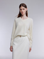 [Preview] Brushed Silk Cashmere Wool Blend Women Beaded Sweater GOELIA