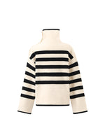 Thermostatic Wool Loose Striped Button-Shoulder Sweater GOELIA