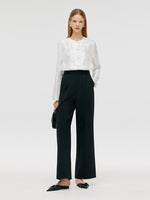 Worsted Wool New Chinese-Style Straight Women Pants GOELIA