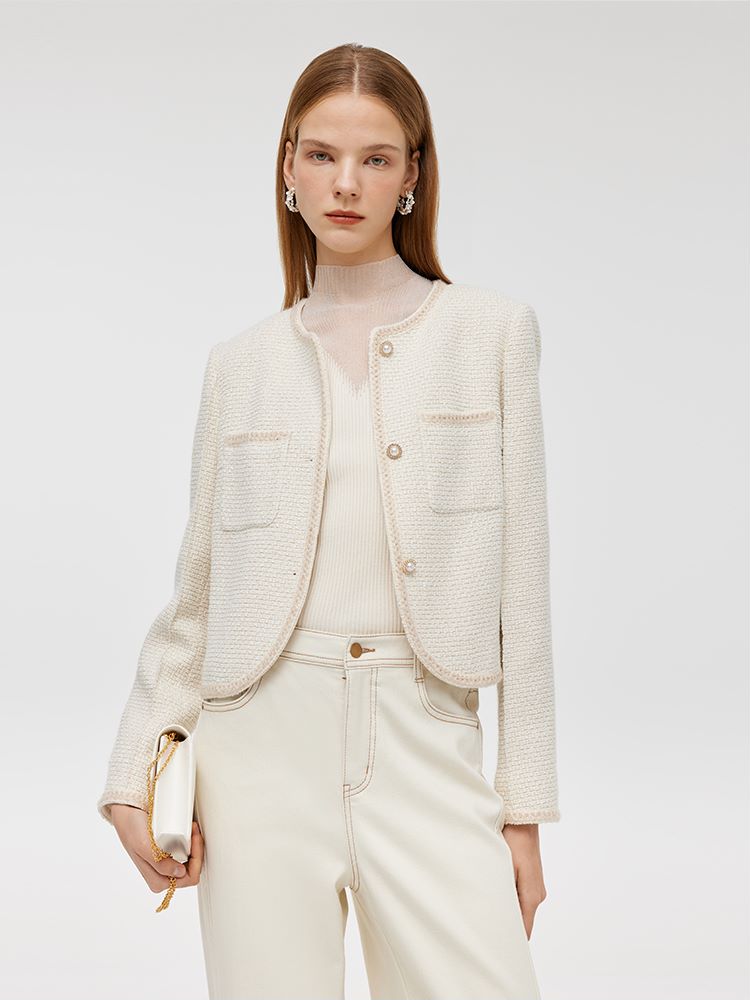 Tweed Boxy Women Crop Jacket GOELIA