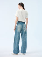 100% Cotton Denim Women Curved Leg Jeans GOELIA