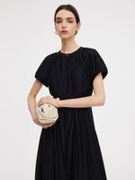 Tencel Blend Round Neck Women Maxi Dress GOELIA
