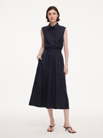 100% Linen Sleeveless Blouse And Skirt Two-Piece Set With Braided Belt GOELIA