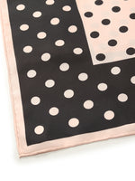 Black And Pink Polka Dots Printed Pure Silk Scarf GOELIA